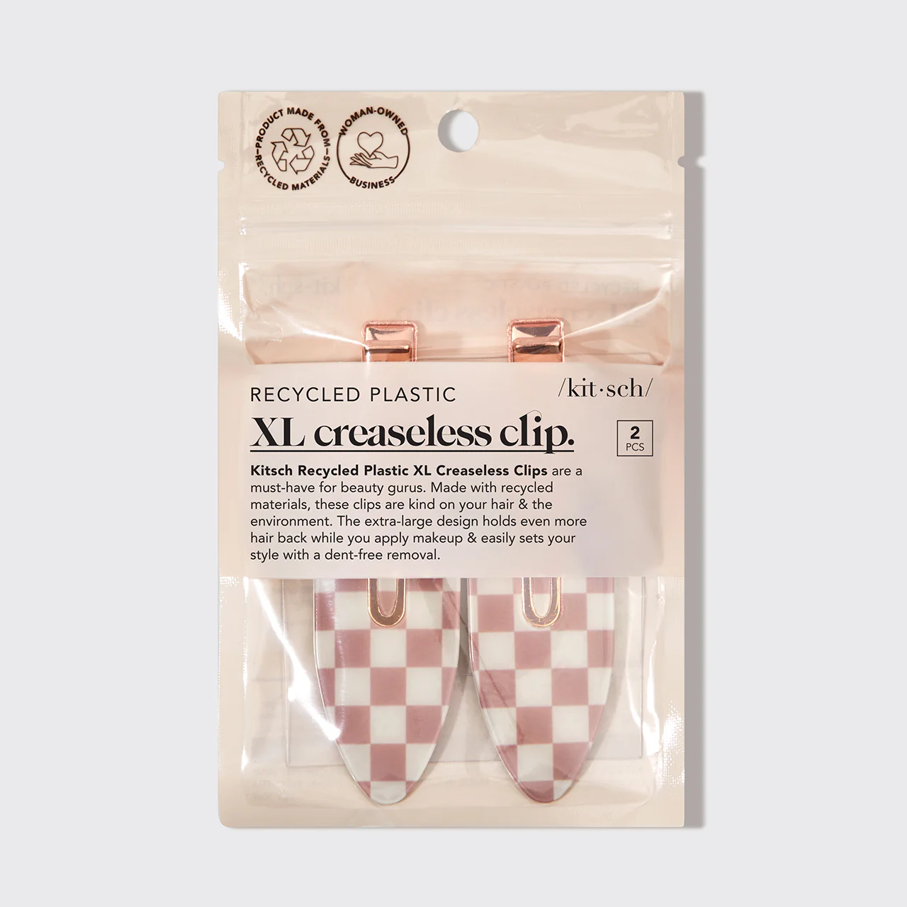 XL Terracotta Checker Creaseless Clips 2pc Set - Image 3