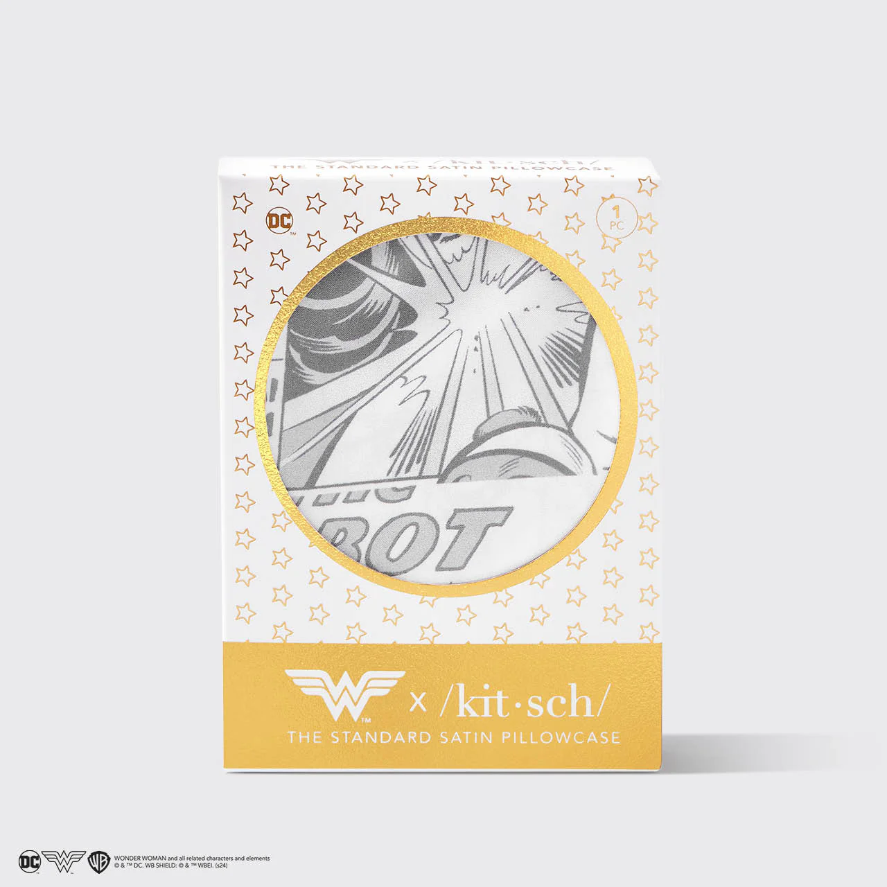 Kitsch x Wonder Woman Satin Pillowcase in Comic Print - Image 3