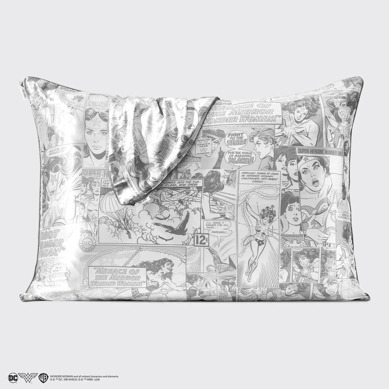 Kitsch x Wonder Woman Satin Pillowcase in Comic Print - Image 5